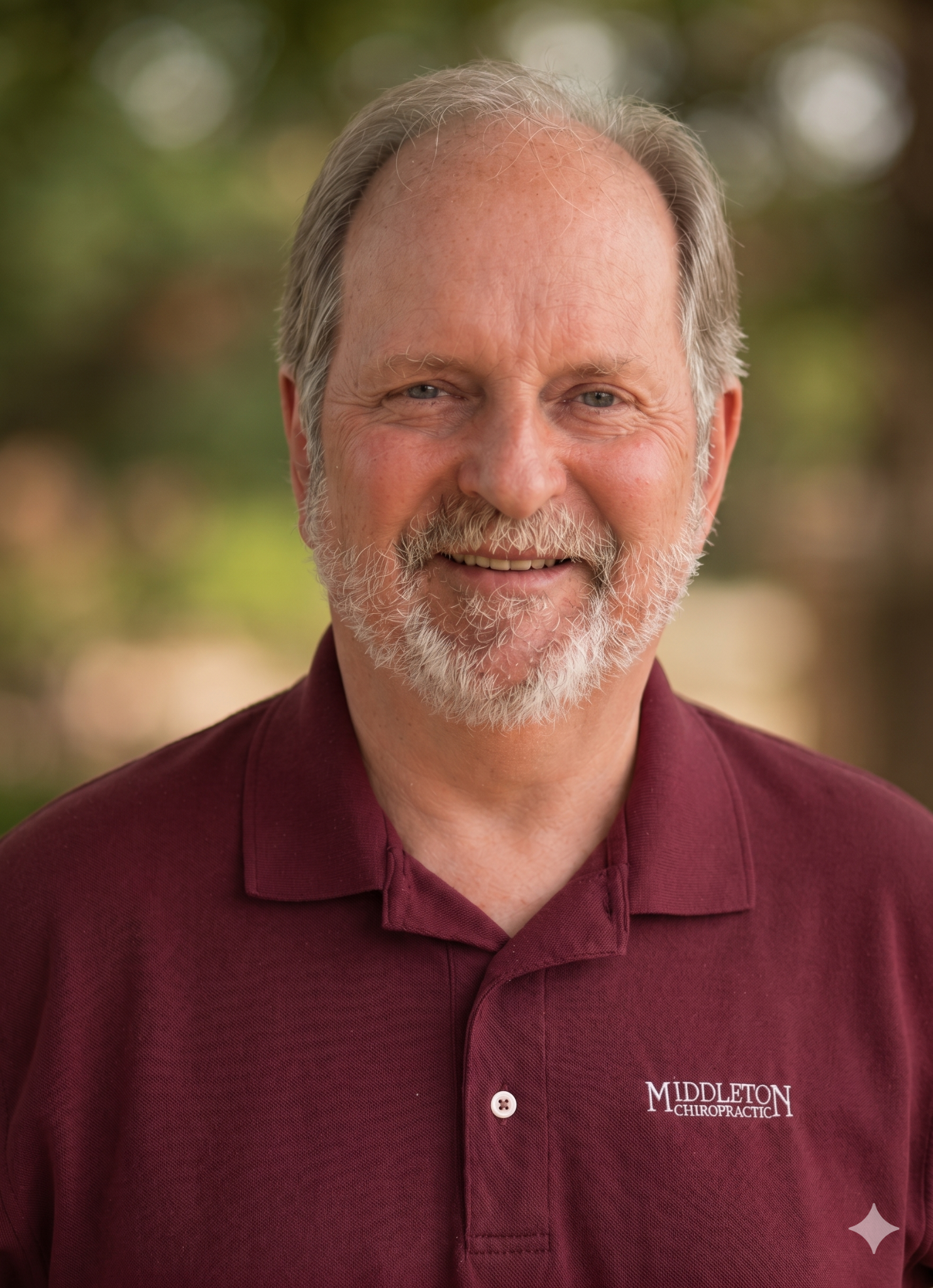 Dr. Daniel Middleton wearing a Middleton Chiropractic polo shirt